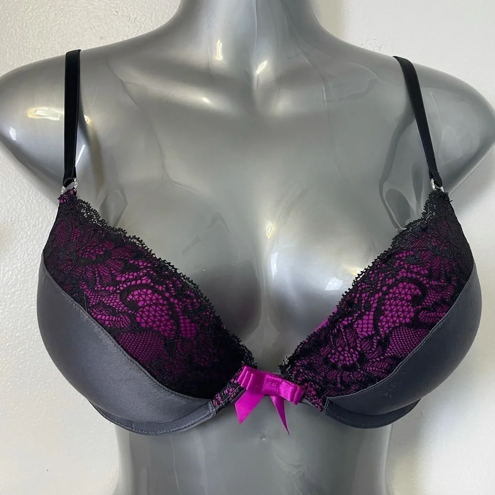 La Senza Lacey Grey, Black and Oink Push Up Bra size A36 - Picture 8 of 10